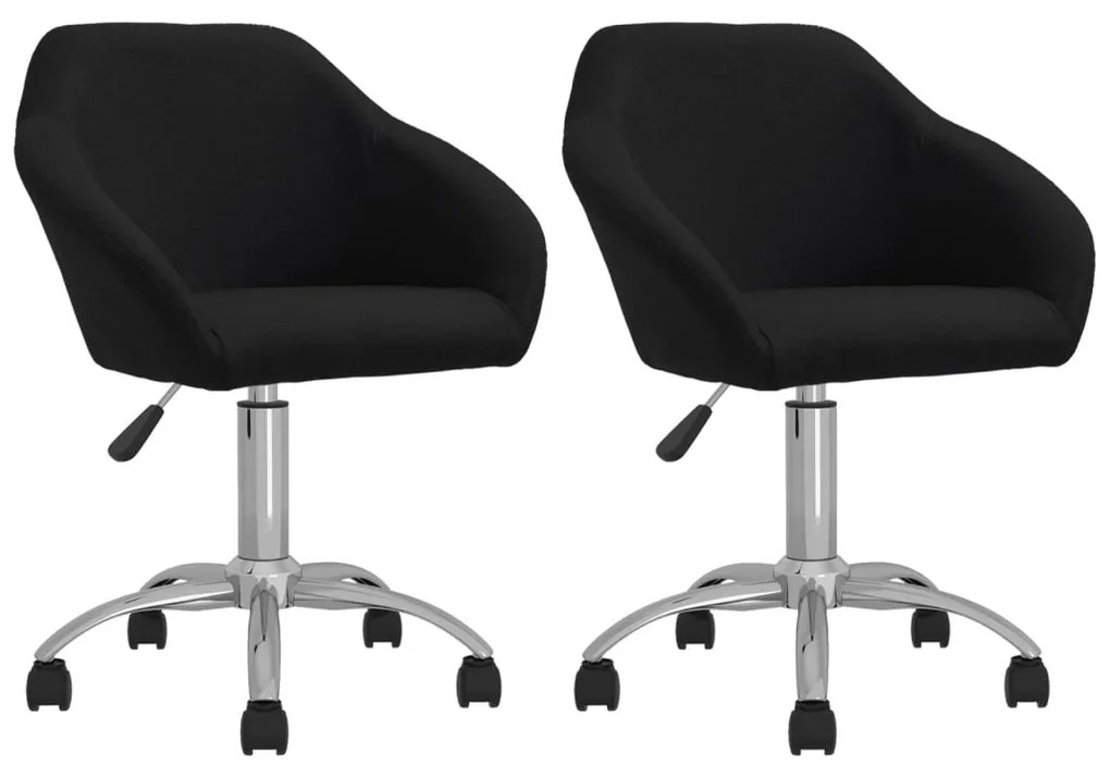 vidaXL Cadeiras de jantar giratórias 2 pcs tecido preto