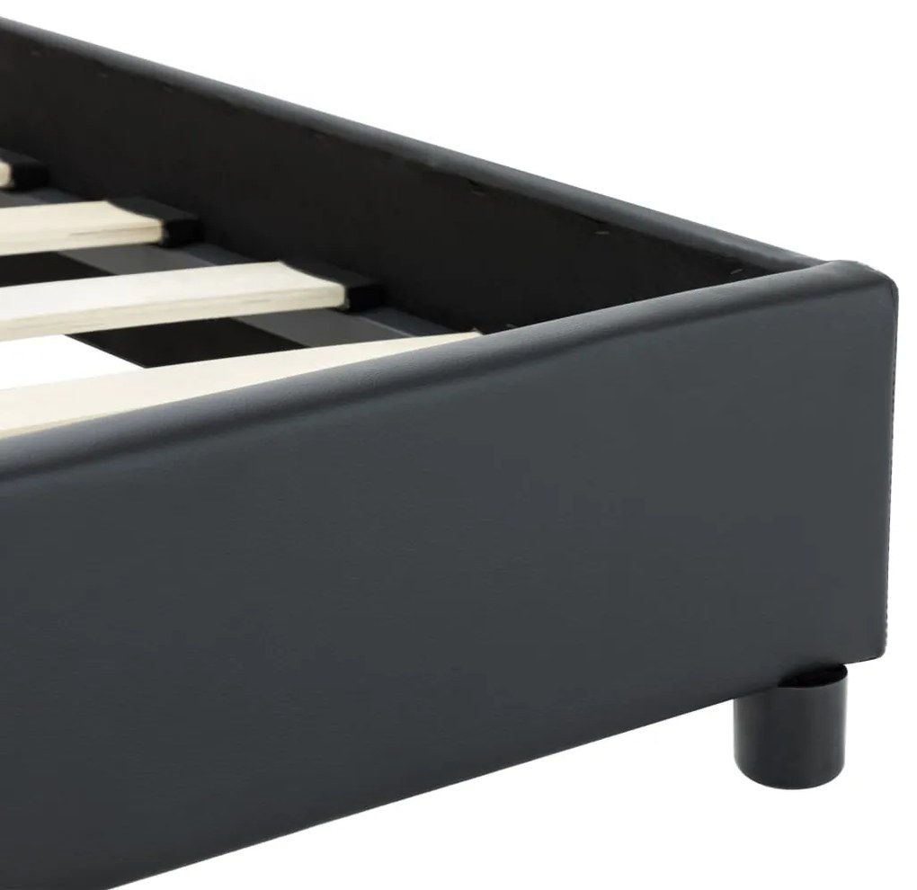 Estrutura de cama 160x200 cm couro artificial preto