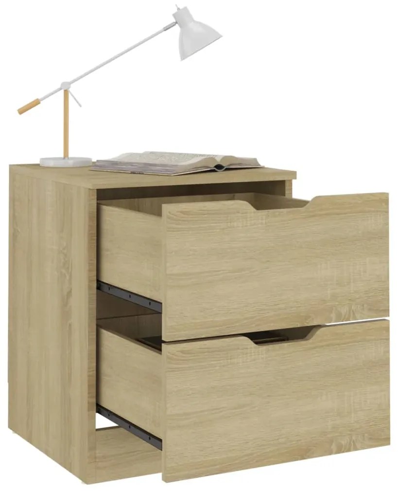 Mesas cabeceira 2pcs 40x40x50cm contraplacado carvalho sonoma