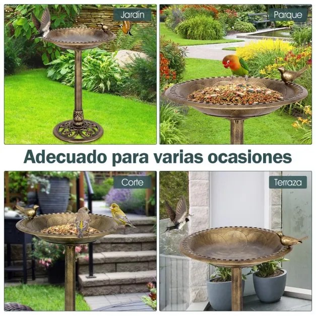 Comedouro para pássaros com suporte para jardim 50 x 50 x 76 cm cor bronze