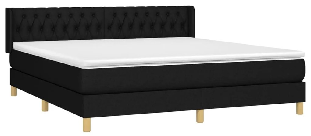 Cama com molas/colchão 180x200 cm tecido preto