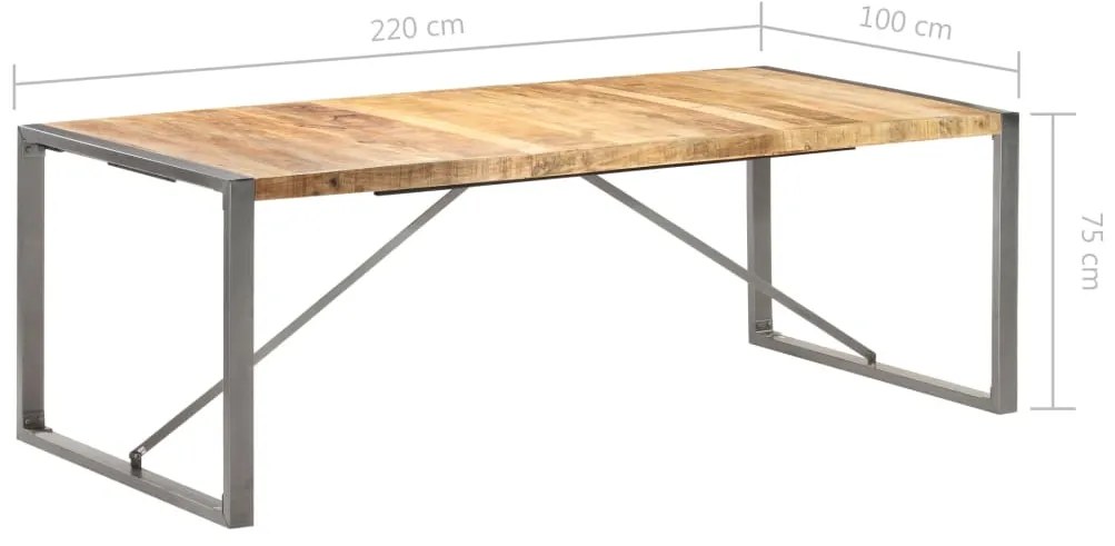 Mesa de jantar 220x100x75 cm madeira de mangueira maciça áspera