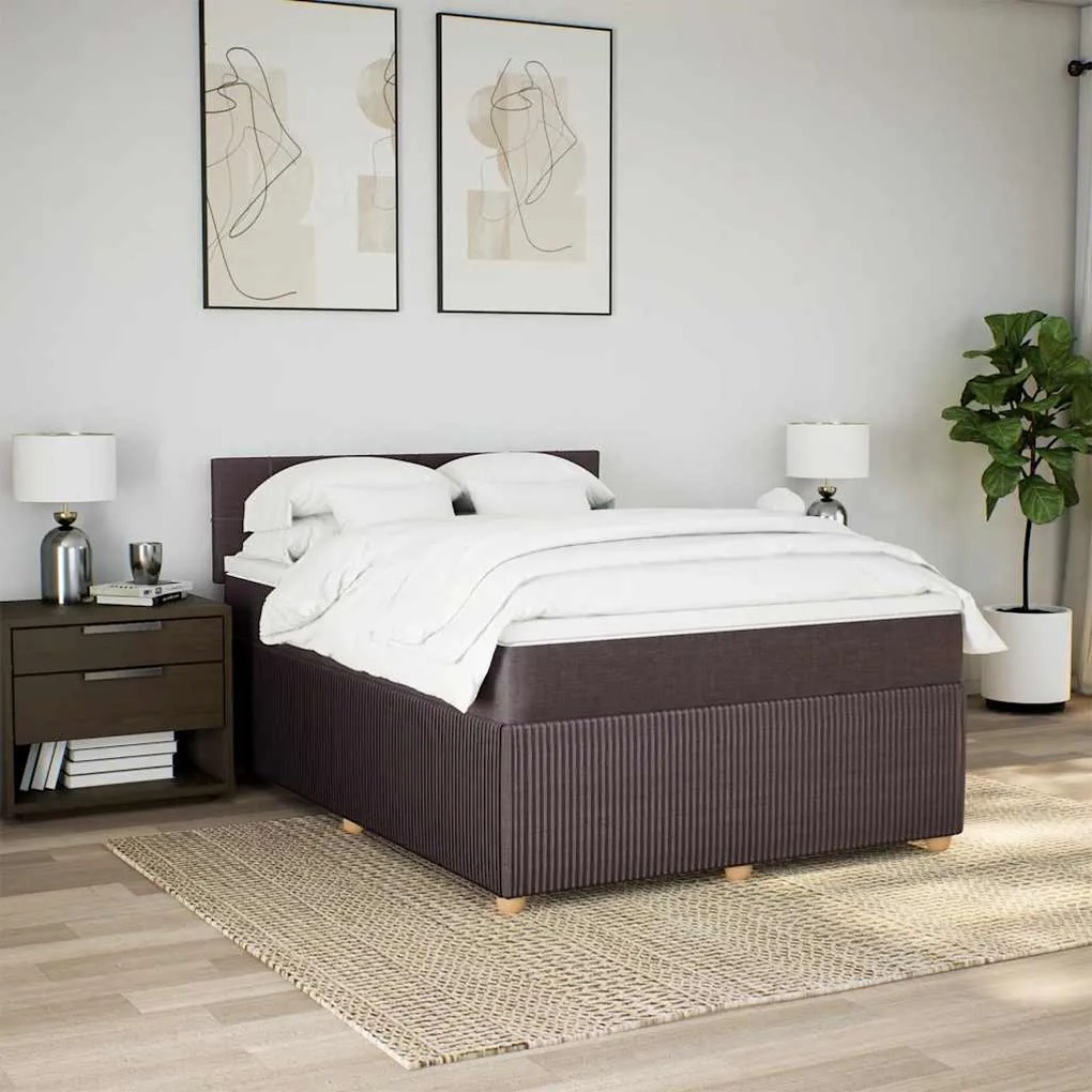 Cama com molas/colchão 140x200 cm tecido castanho-escuro