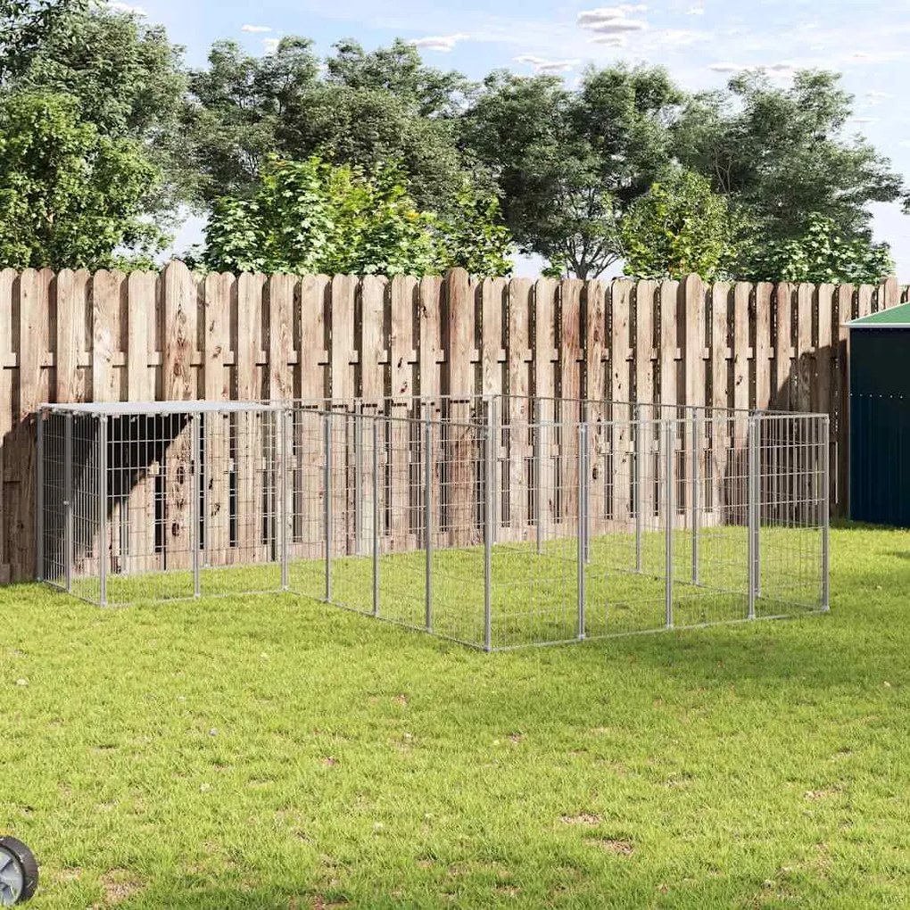 vidaXL Canil 8,47 m² aço prateado