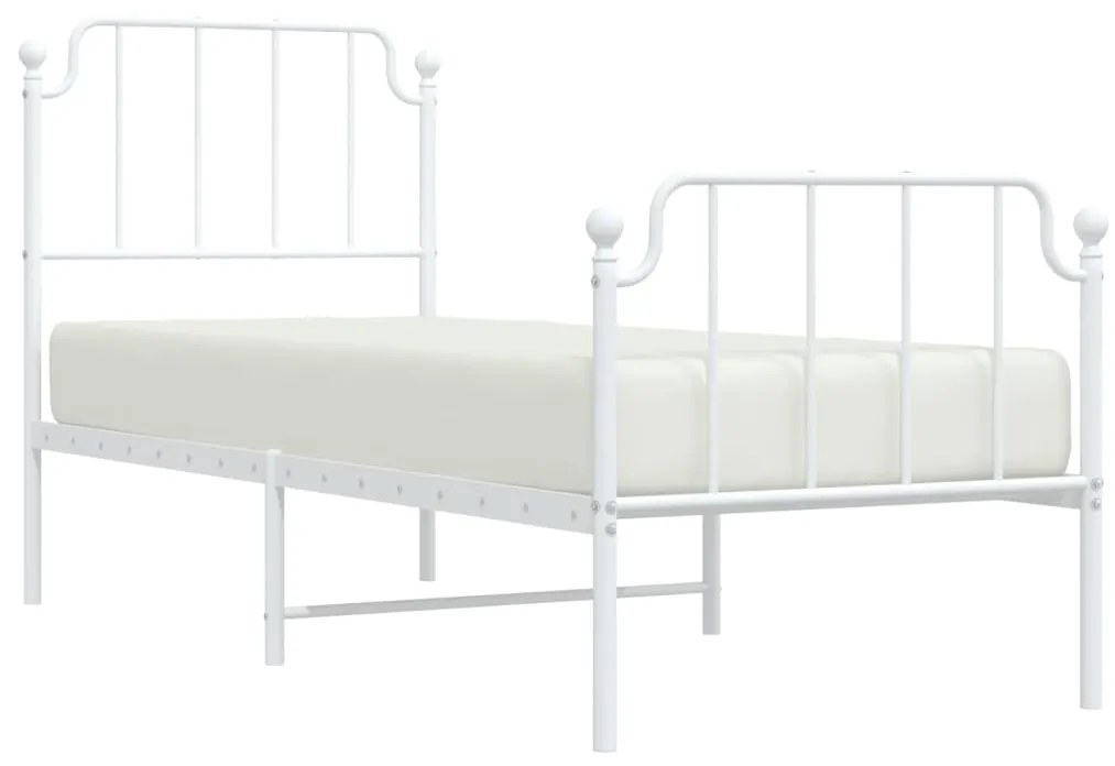 Estrutura de cama com cabeceira e pés 75x190 cm metal branco