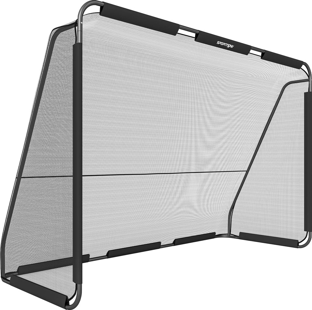 Baliza de Futebol para Jardim 300x120x200 cm com Rede Resistente, Estrutura Metálica e Estacas, Preto