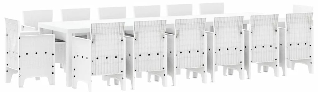 Conjunto de Jantar de Jardim 15 pcs Branco Largo