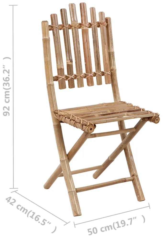 5 pcs conj. de jantar dobrável c/ almofadões p/ exterior bambu