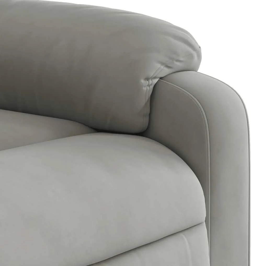 Poltrona massagens reclinável elevatória microfibra cinza-claro
