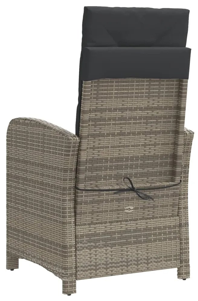 Cadeiras jardim reclináveis 2 pcs c/ apoio de pés vime PE cinza