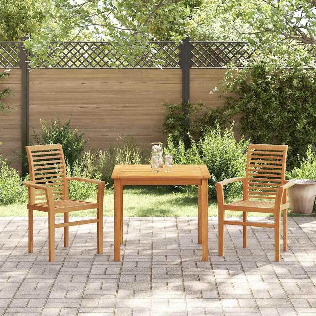Cadeira de Jardim Empilhável 2 pcs Madeira Sólida de Teca