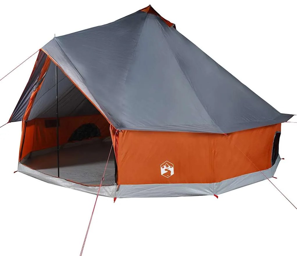 Tenda familiar tipi para 12 pessoas impermeável cinza/laranja