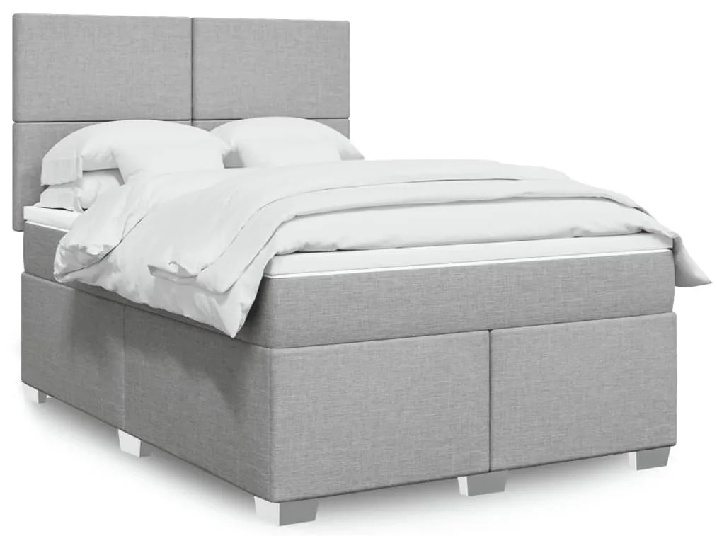 vidaXL Cama com molas/colchão 160x200 cm tecido cinzento-claro