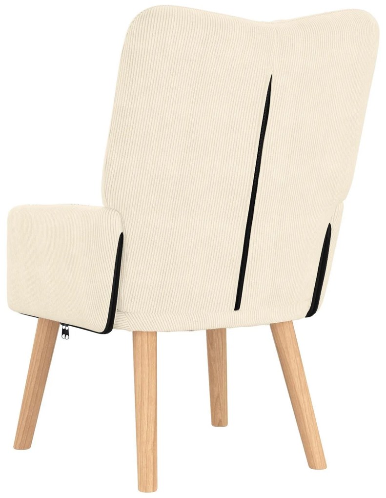 Poltrona Relaxante Cream em Tecido Corduroy