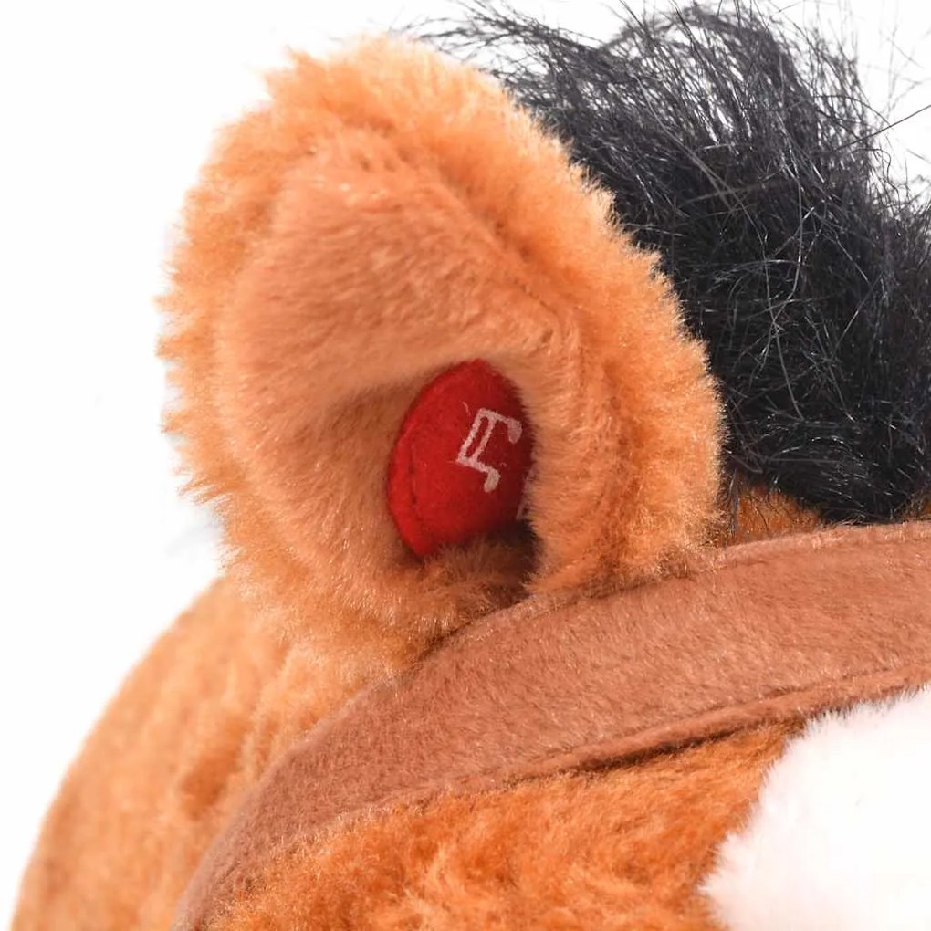 Cavalo de peluche de montar castanho