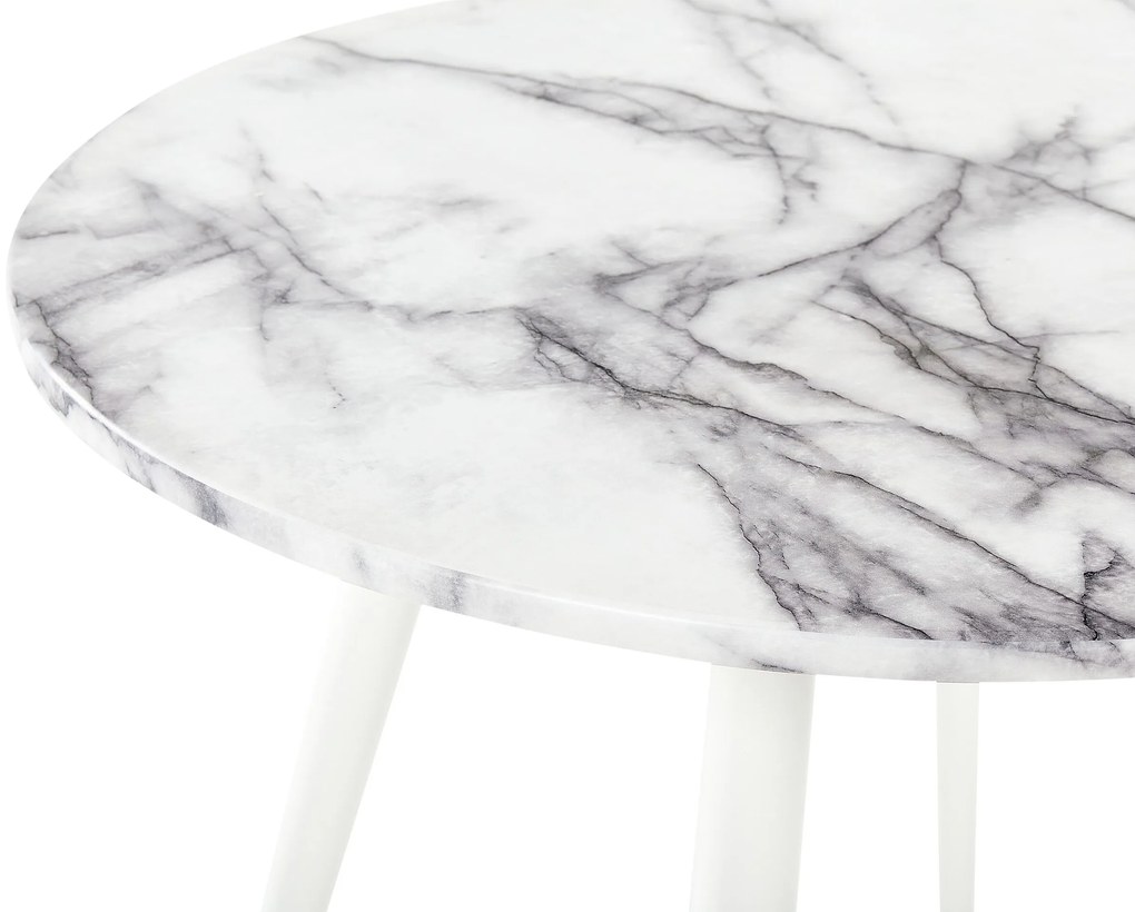 Mesa de jantar efeito de mármore e branco ⌀ 80 cm GUTIERE Beliani