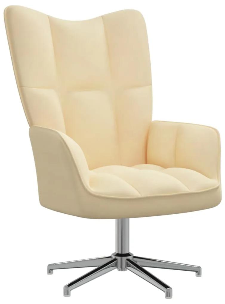 328126 vidaXL Cadeira de descanso veludo branco nata