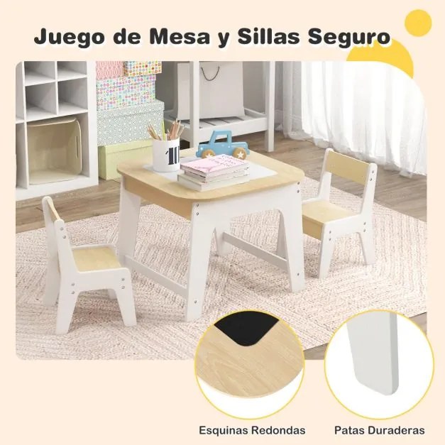 Conjunto de mesa e cadeira para crianças de actividades com arrumação oculta Natural