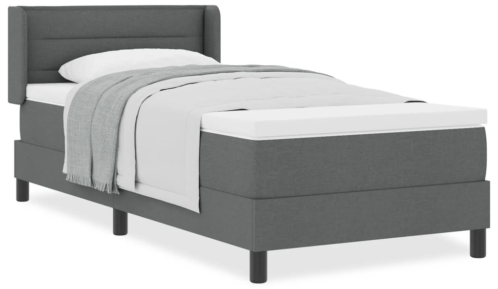 Cama Box Spring vidaXL com Colchão Cinza Escuro 80x200 cm Tecido