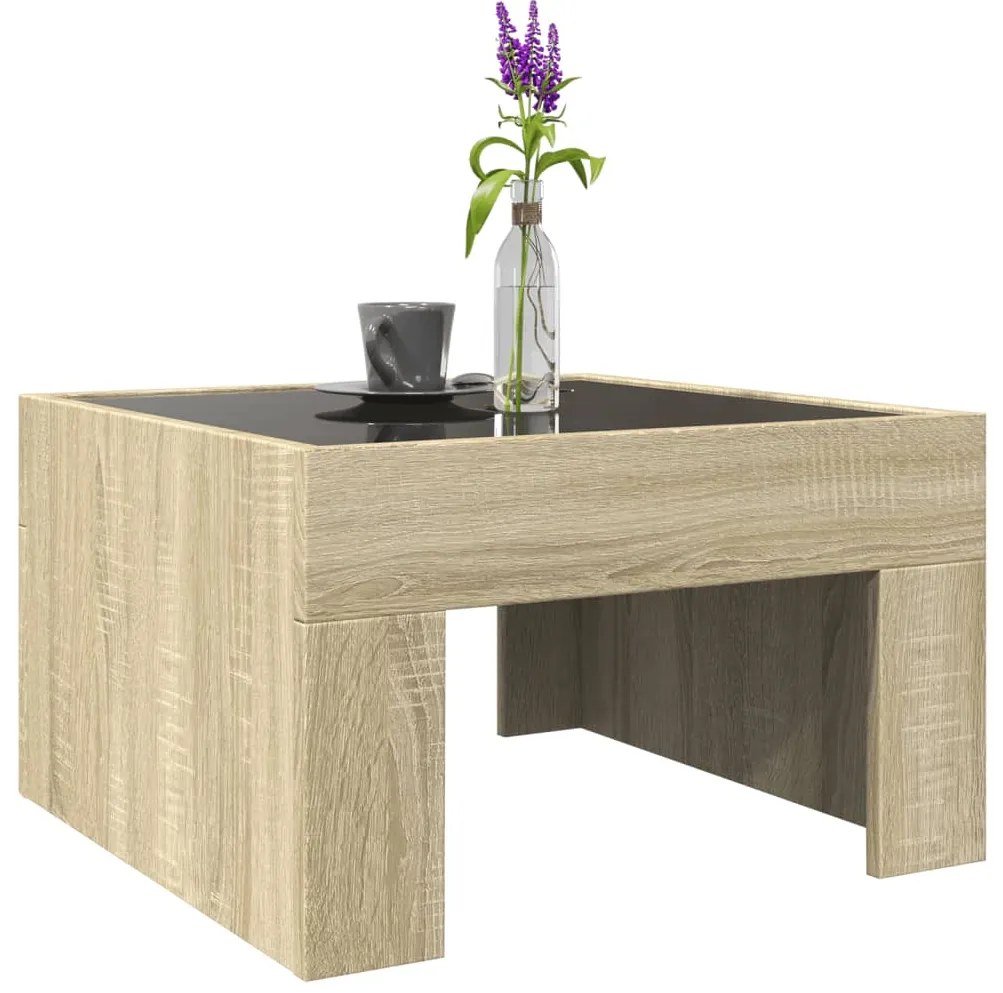 Mesa de centro luzes LED Infinity 50x50x30 cm carvalho sonoma