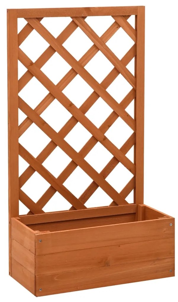 vidaXL Vaso com treliça para jardim 50x25x90 cm abeto maciço laranja