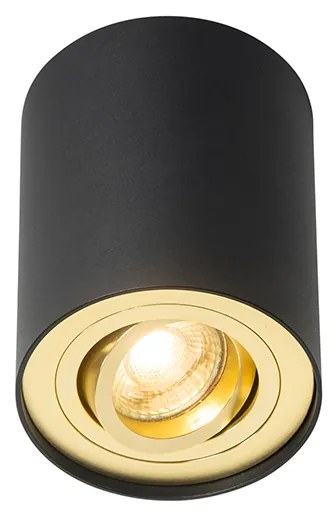 Foco de teto preto com dourado rotativo e inclinável - Rondoo Up