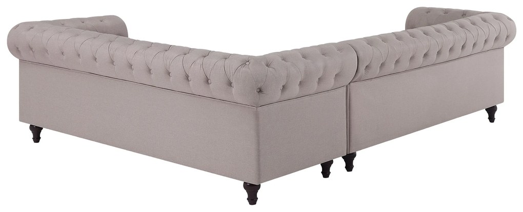 Sofá de canto à esquerda 6 lugares em tecido creme CHESTERFIELD Beliani