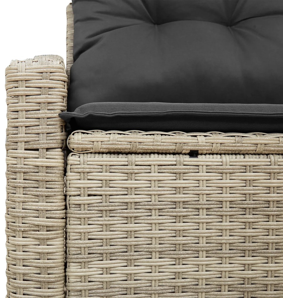 Sofá de Jardim 2 Lugares com Armazenamento e Almofadas Cinza em Rattan
