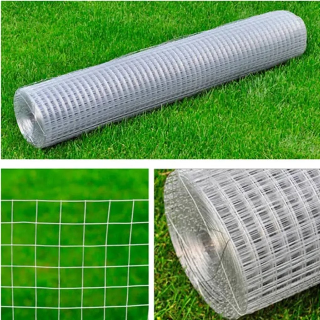 Cerca de arame quadrada 1x25 m aço galvanizado prateado