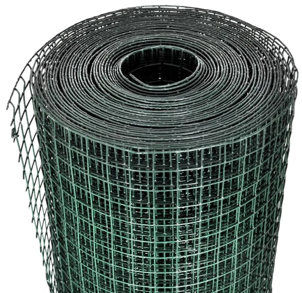 Cerca arame p/ galinheiro c/ revestimento PVC 10x1 m aço verde