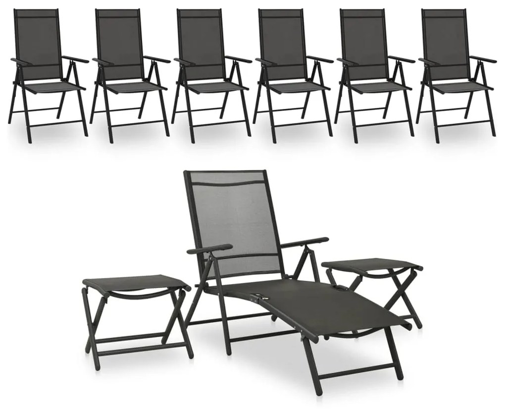 vidaXL 9 pcs conjunto lounge de jardim preto e antracite