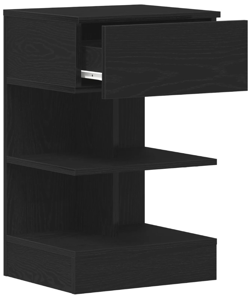 Criado-mudo vidaXL Preto Carvalho 40x35x65 cm Madeira engenharia