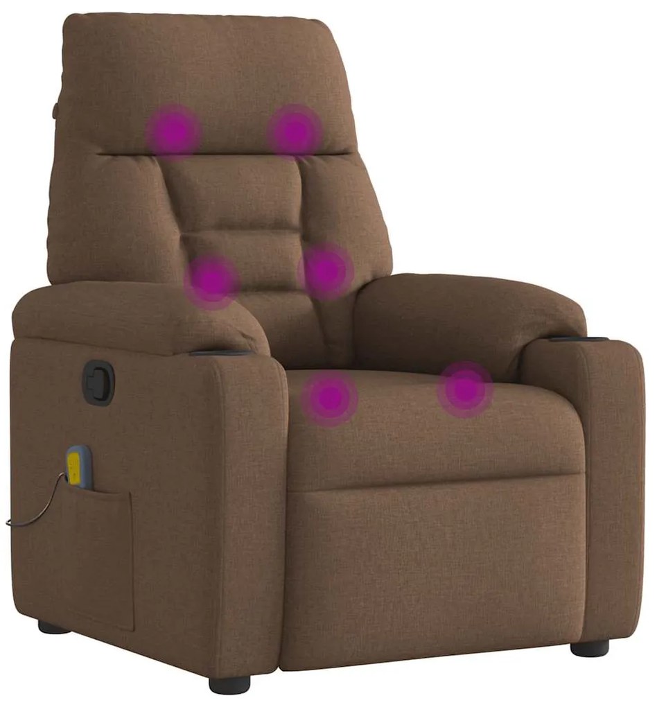Poltrona de massagens reclinável tecido castanho