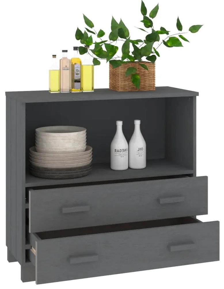 Aparador HAMAR 85x35x80 cm pinho maciço cinza-escuro