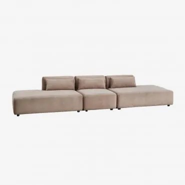 Sofá Modular De 3 Peças Com Duplo Divã Fogler Bombazina Castanho Camel - Sklum