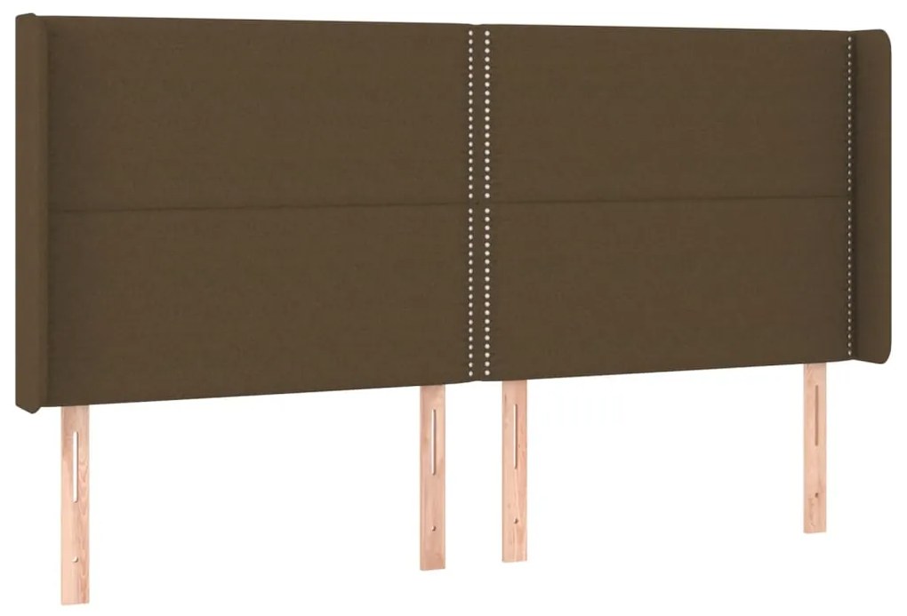 Cama box spring c/ colchão/LED 160x200cm tecido castanho-escuro