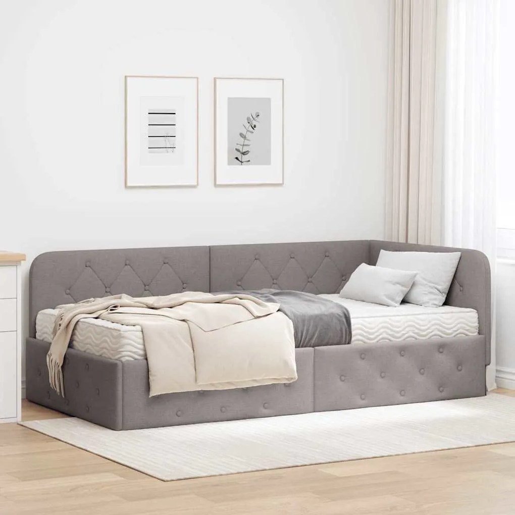 vidaXL Estrutura de Cama de Canto Cinzento-acastanhado 100 x 200 cm
