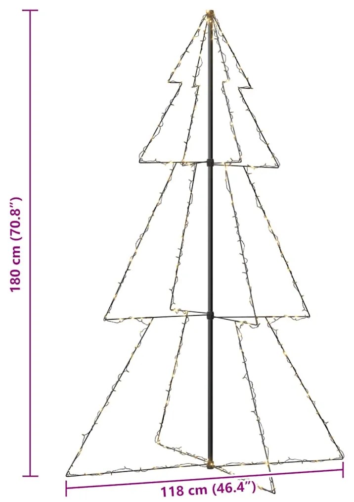 Árvore de Natal em cone 240 LEDs 118x180 cm interior e exterior