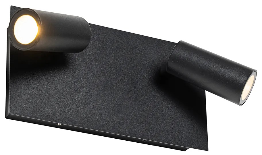 Candeeiro de parede exterior moderno preto c/ LED 2 luzes IP54 - Simon Moderno