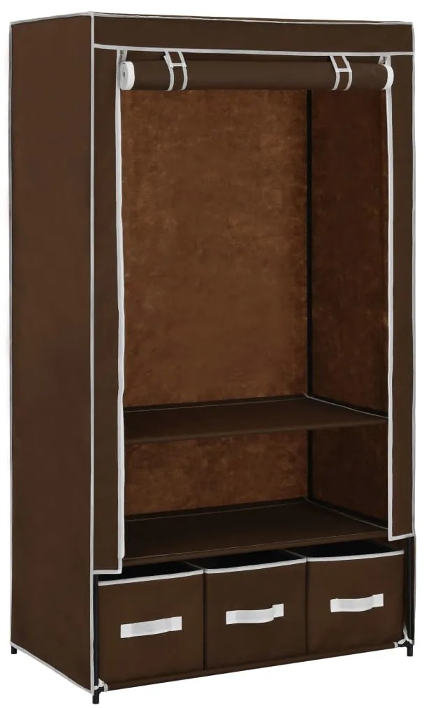 Roupeiro 87x49x159 cm tecido castanho