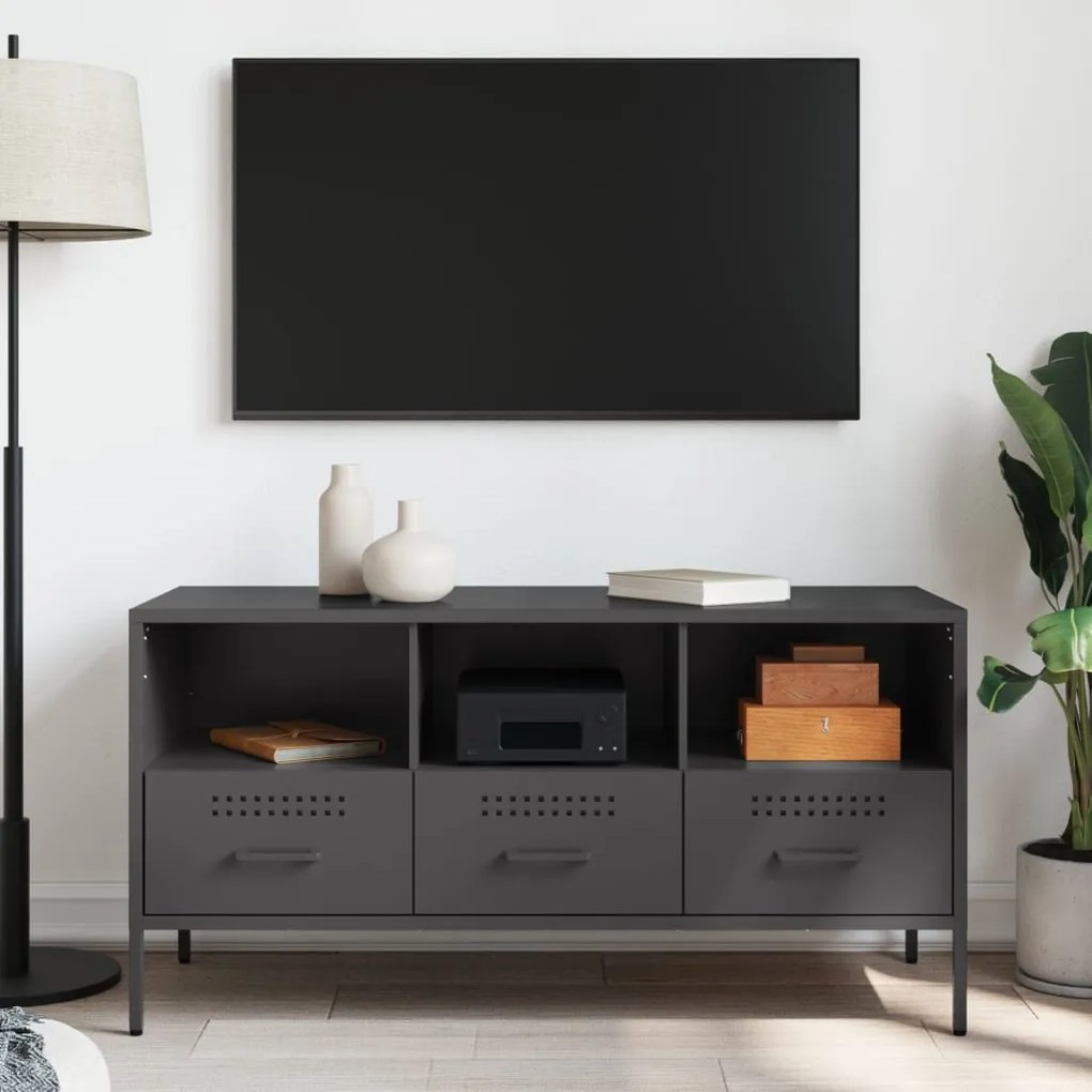 Móvel de TV 100,5x39x50,5 cm aço preto