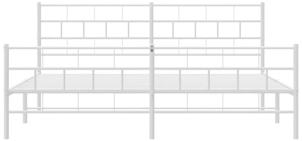Estrutura de cama com cabeceira e pés 183x213 cm metal branco