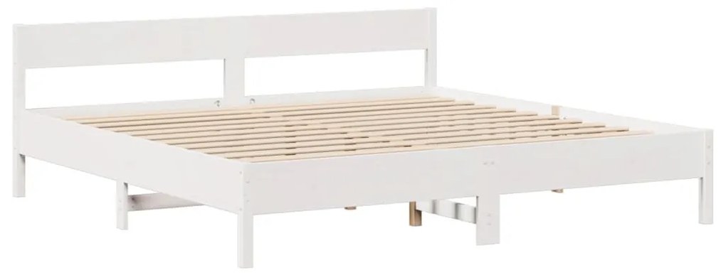 Cama sem colchão 180x200 cm madeira de pinho maciça branco