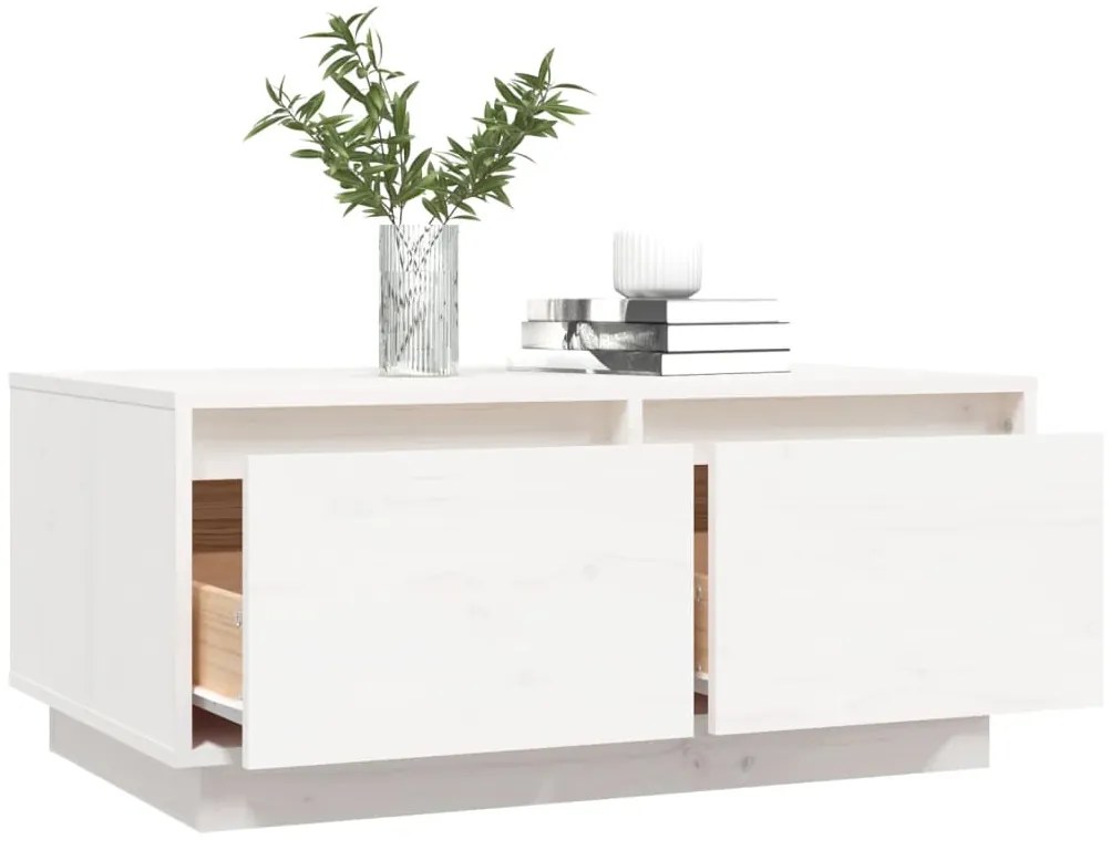 Mesa de centro 80x50x35 cm madeira de pinho maciça branco