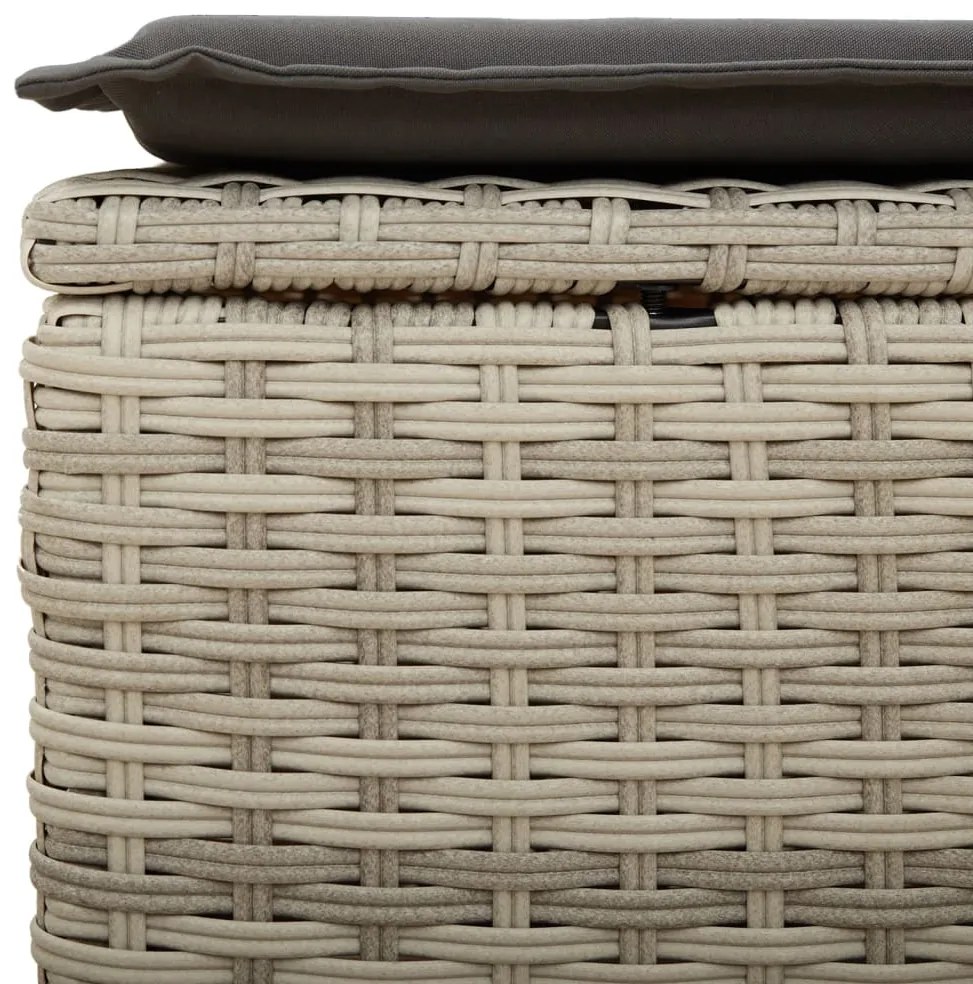 Banco de jardim com almofada 55x55x37 cm vime PE cinzento claro
