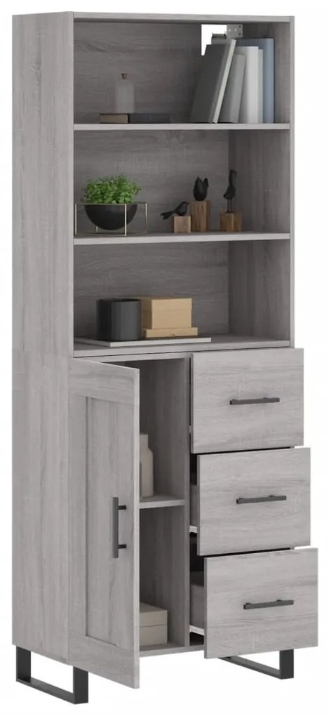 Armário alto 69,5x34x180 cm derivados de madeira sonoma cinza