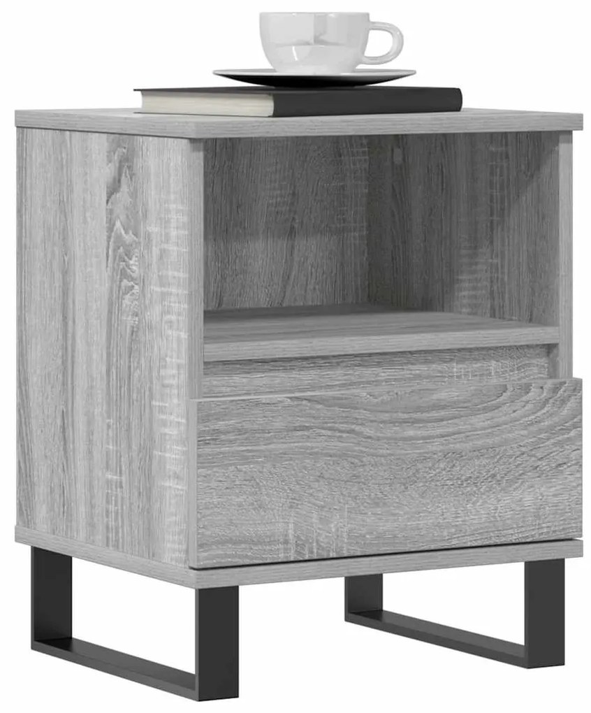 Mesa de cabeceira 40x35x50 cm derivados de madeira cinza sonoma