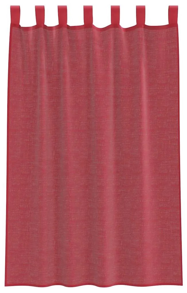 Cortinas de voile com bolsos para varão 2 pcs vermelho tinto