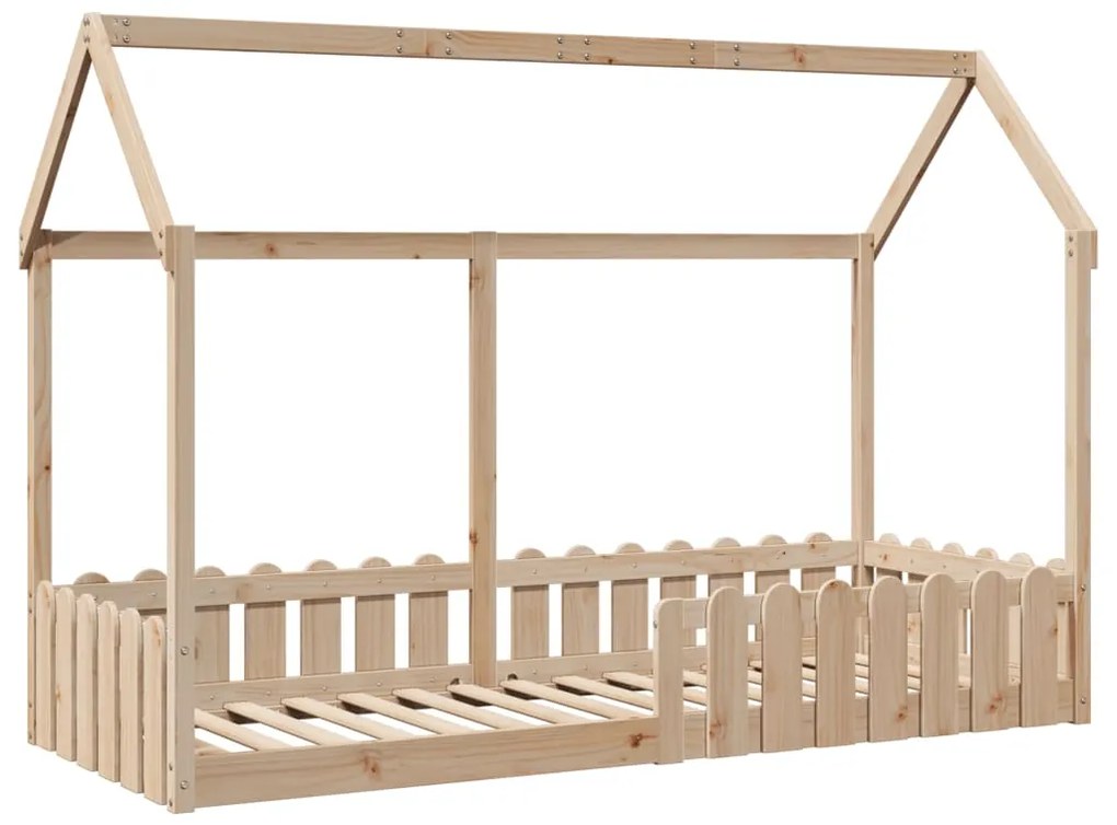 Cama infantil formato casa 80x200 cm madeira de pinho maciça