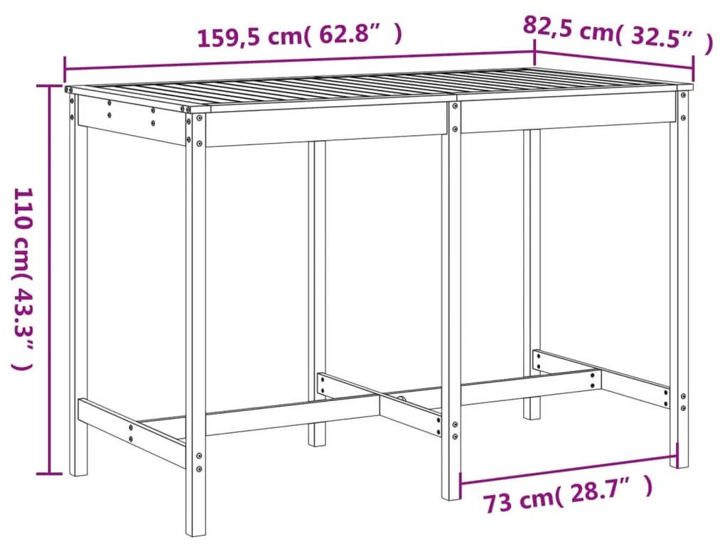 7 pcs conjunto de bar para jardim pinho maciço